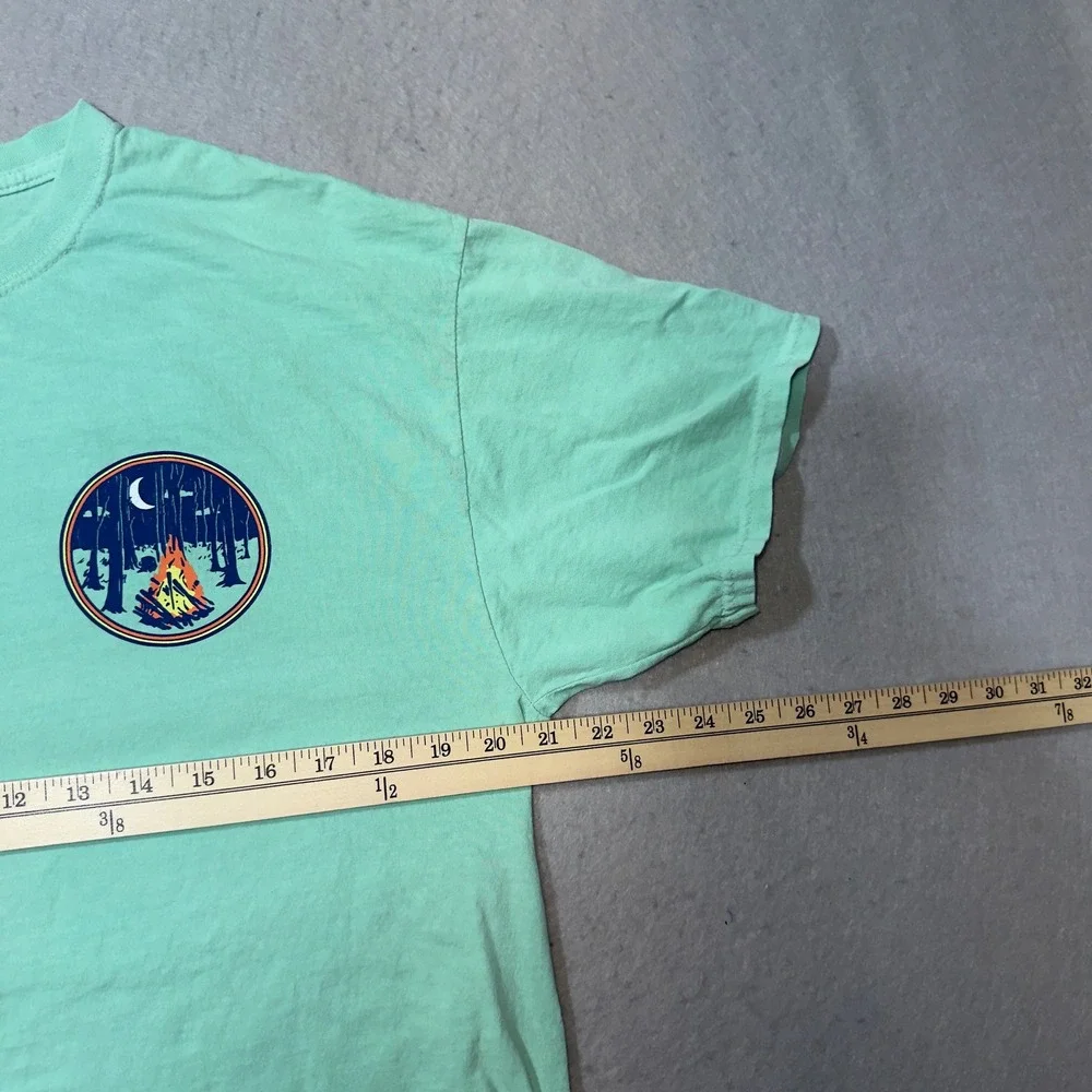 Benny & Belle‎ Backroads & Bonfires Mint Green Graphic T-Shirt Men Large Cotton